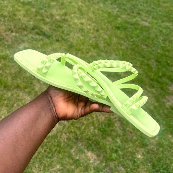 Steve Madden Women's Skyler Slip Toe Flat Sandals Size 10 Lime Green - Picture 9 of 12